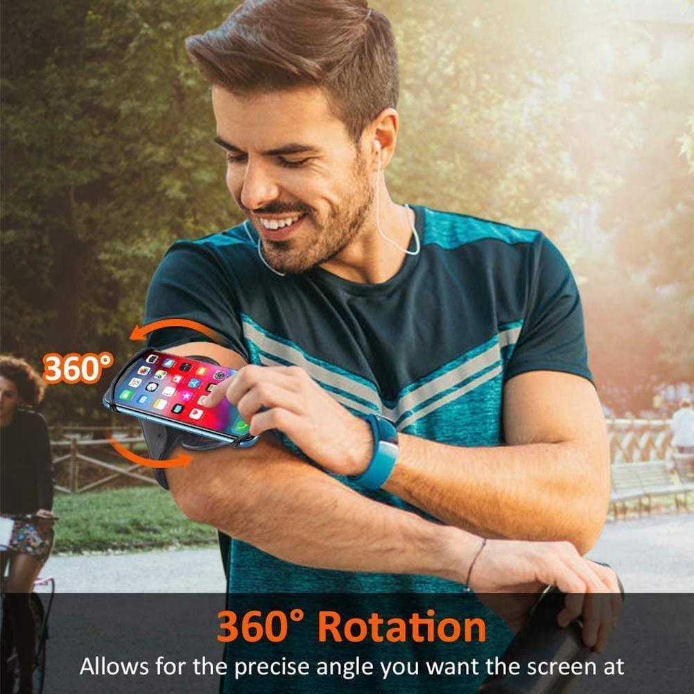 360 Degree Rotatable Wristband Cell Phone Running Holder, Forearm Band Wristband Thumb Wrist Belt Sport Jogging Gym Armband, Adjustable Cycling Wristband Pouch Bag, for 4-6.5 Inch Phone