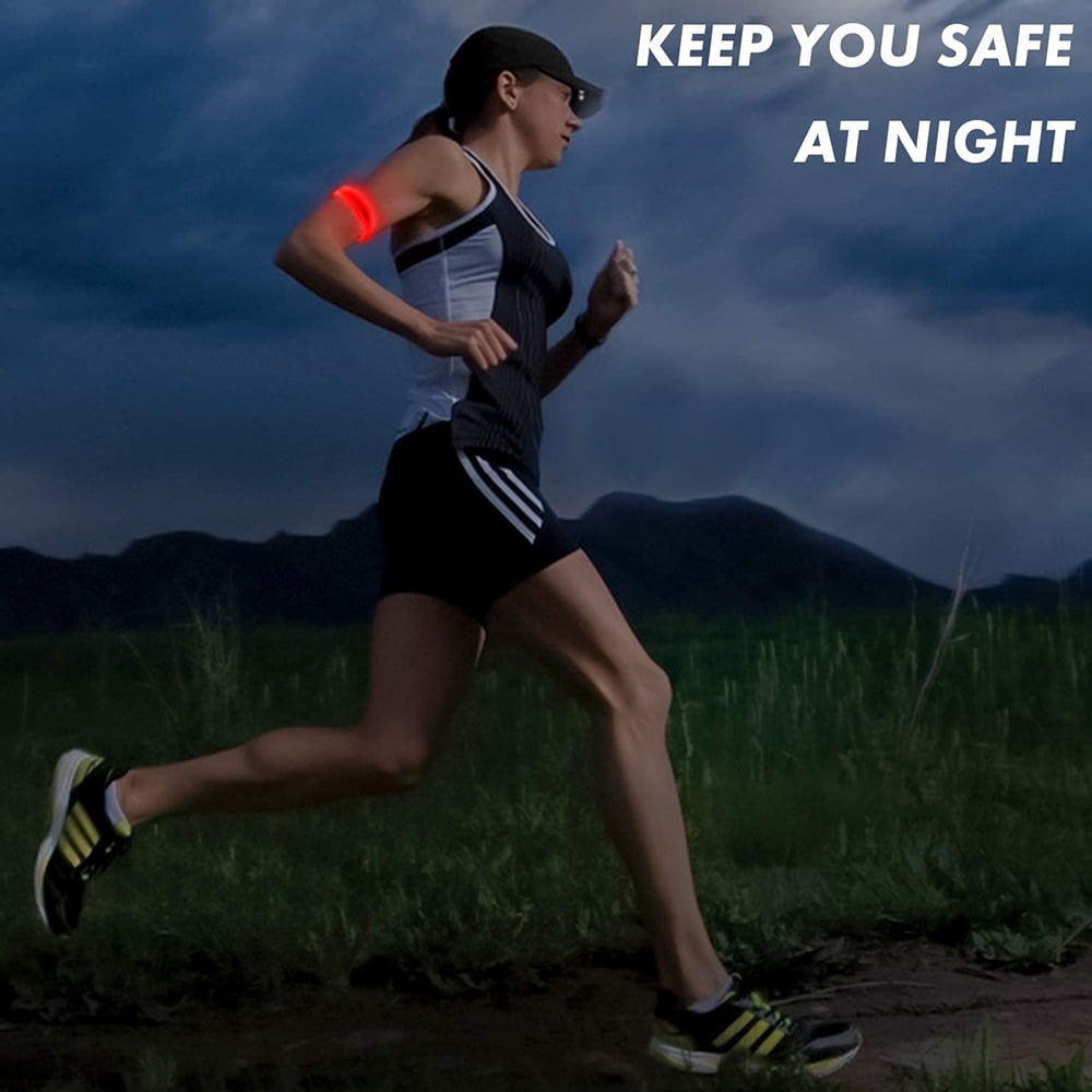 Heldig 2 Pack Running Light for Runners Rechargeable LED Armband Reflective Running Gear, LED Light Up Band for Joggers Bikers WalkersB