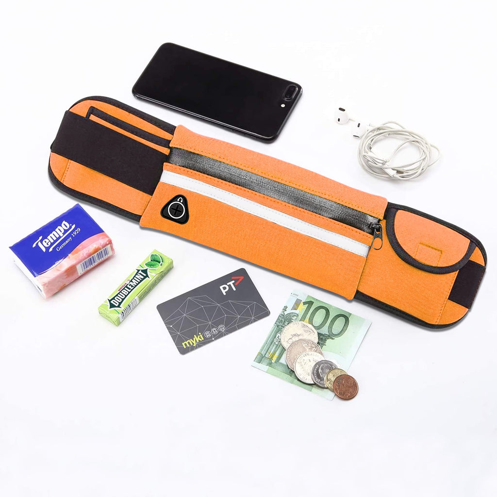 Waistband Running Belt for Phone Holder, Runner Pocket Pouch for Women Men Wallking Fitness Jogging Workout Gym Sports Travel Exercise Orange