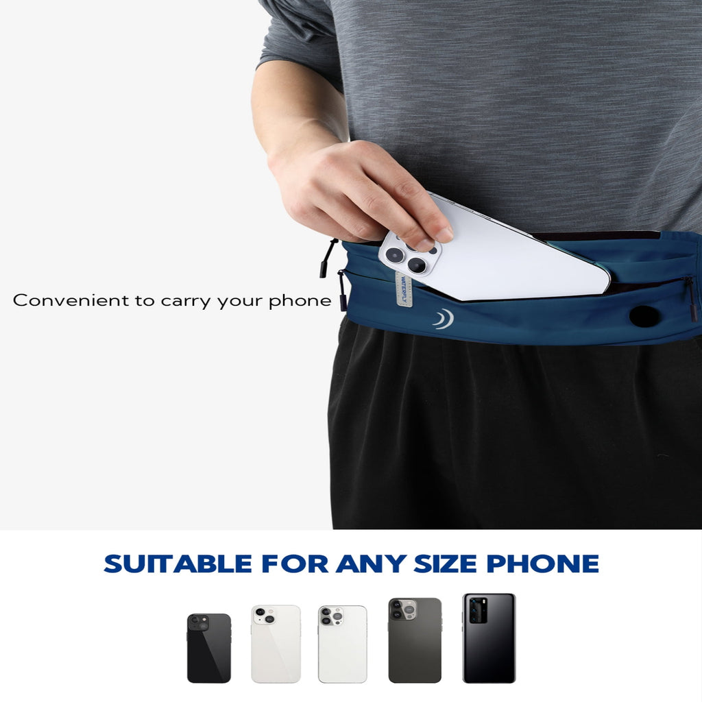WATERFLY Unisex Adjustable Non-Slip Jogging Exercise Fitness Nylon Running Waist Belt,Black