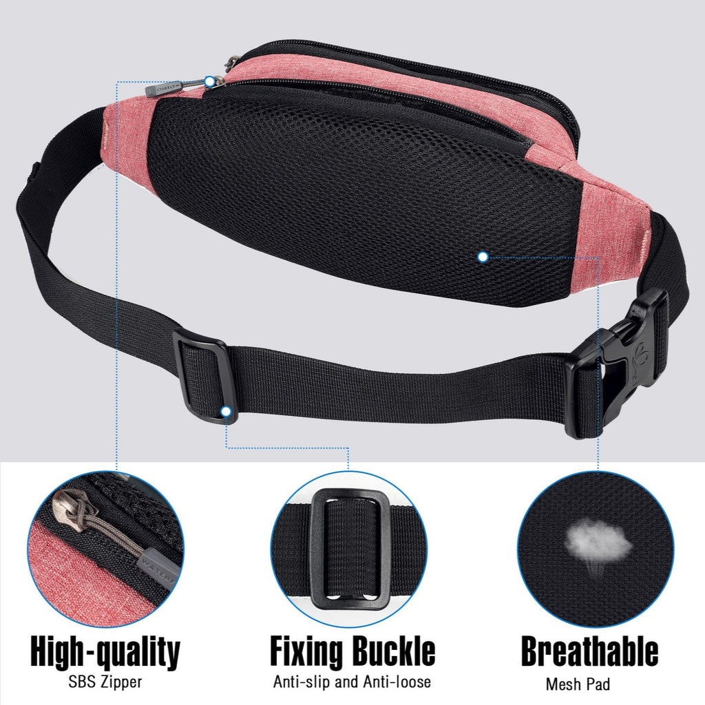 WATERFLY Unisex Lightweight Running Hiking Jogging Nylon Fanny Pack Waist Bag-Dark Blue