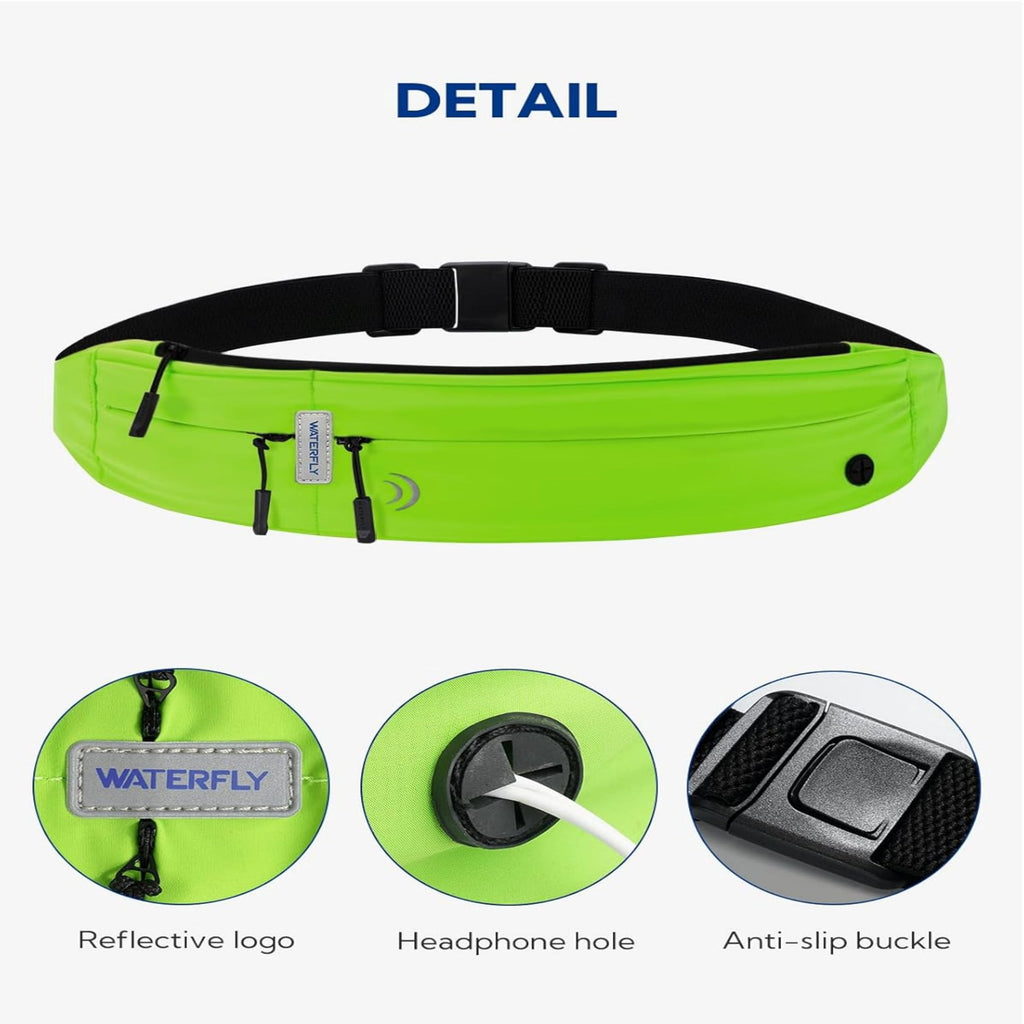 WATERFLY Unisex Adjustable Non-Slip Jogging Exercise Fitness Nylon Running Waist Belt,Black
