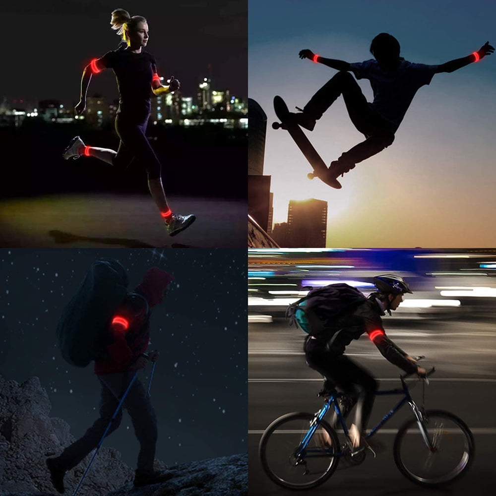 Heldig 2 Pack Running Light for Runners Rechargeable LED Armband Reflective Running Gear, LED Light Up Band for Joggers Bikers WalkersB