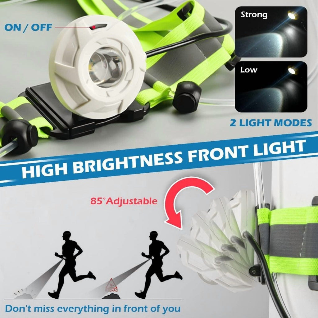 Labeol LED Reflective Running Vest with High Visibility Front Safety Light,6 Bright Colors Lights for Runners,USB Rechargeable Reflective Accessories for Men/Women Running,Walking,Cycling