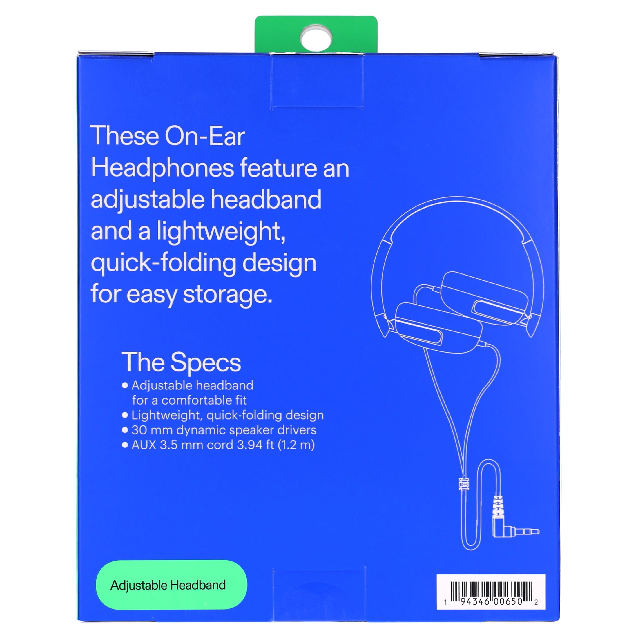 onn On-Ear Headphones with 3.5 mm Connector, Pink