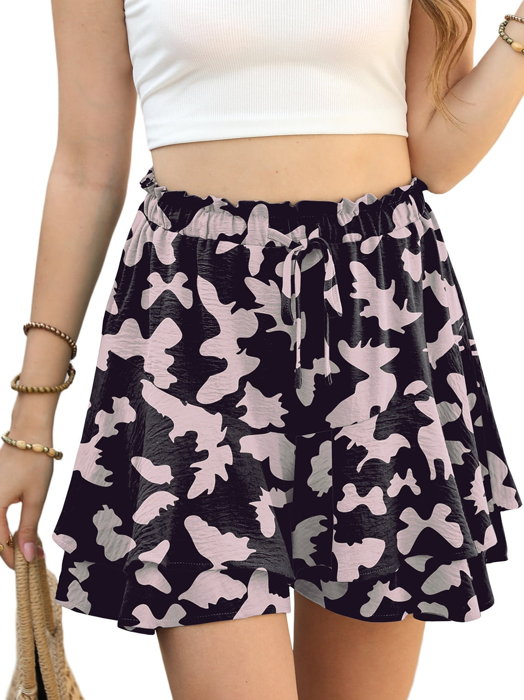 Cueply Flowy Shorts for Women Mini Tennis Skirt Ruffle Tiered Skorts Running Workout Sports Shorts