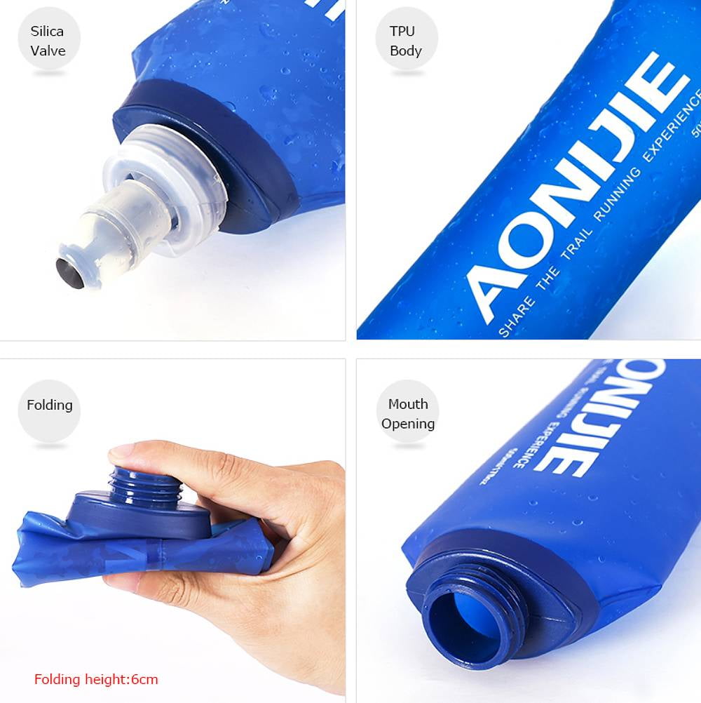 AONIJIE TPU Soft Flask Water Bottle Collapsible for Running, BPA Free, Wide Opening, 250ml/8.45oz