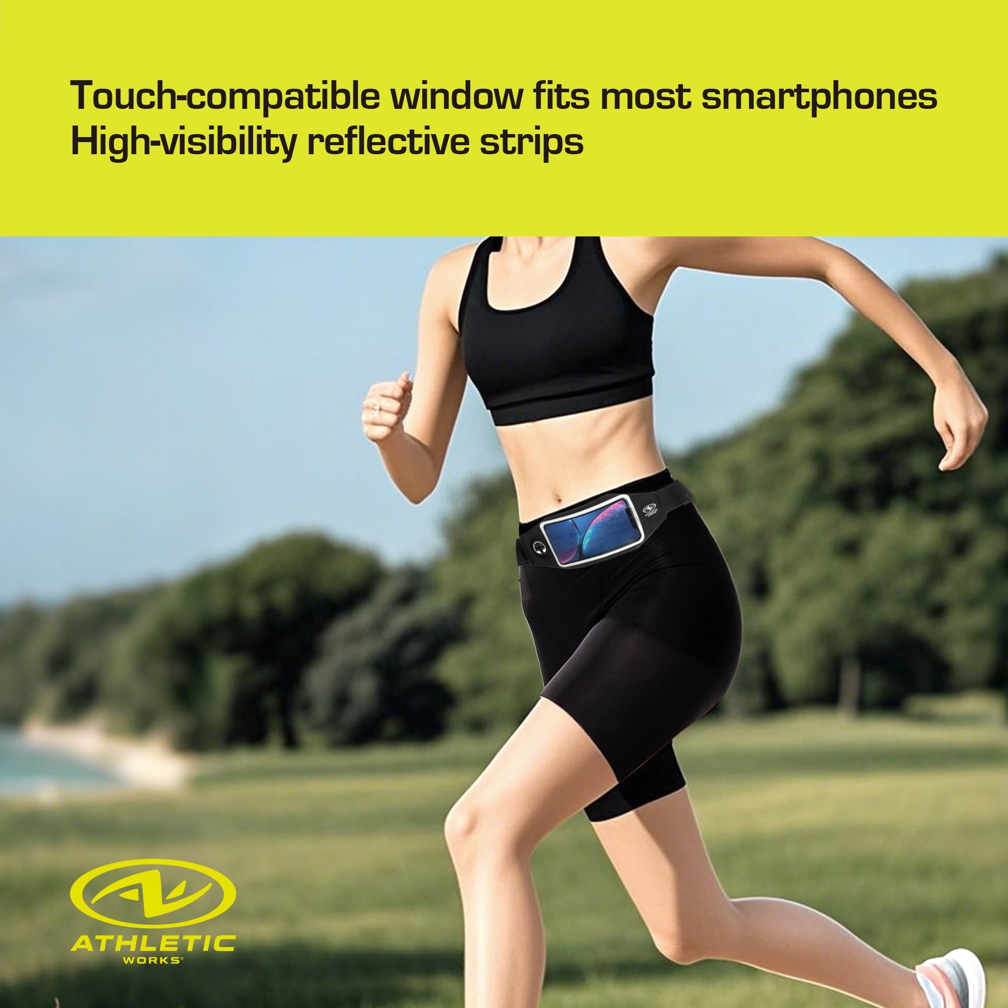 Athletic Works Running Belt with Window for Full - function Touchscreen Operation of Phone with Adjustable belt