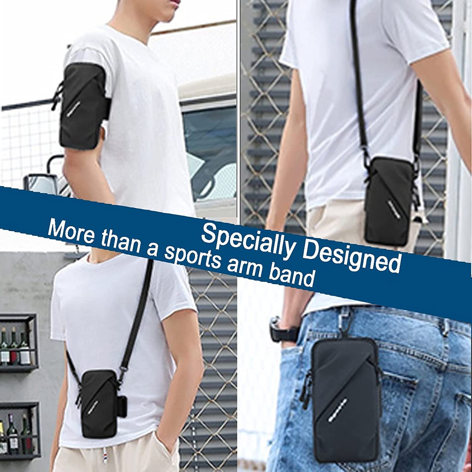 Cell Phone Holder for Walking, Running, Arm Band for Phone, Cell Phone Purse, Cross Body Phone Bag, Phone Holster, Cell Phone Carrier for Men Women, Phone Pouch (Purple)
