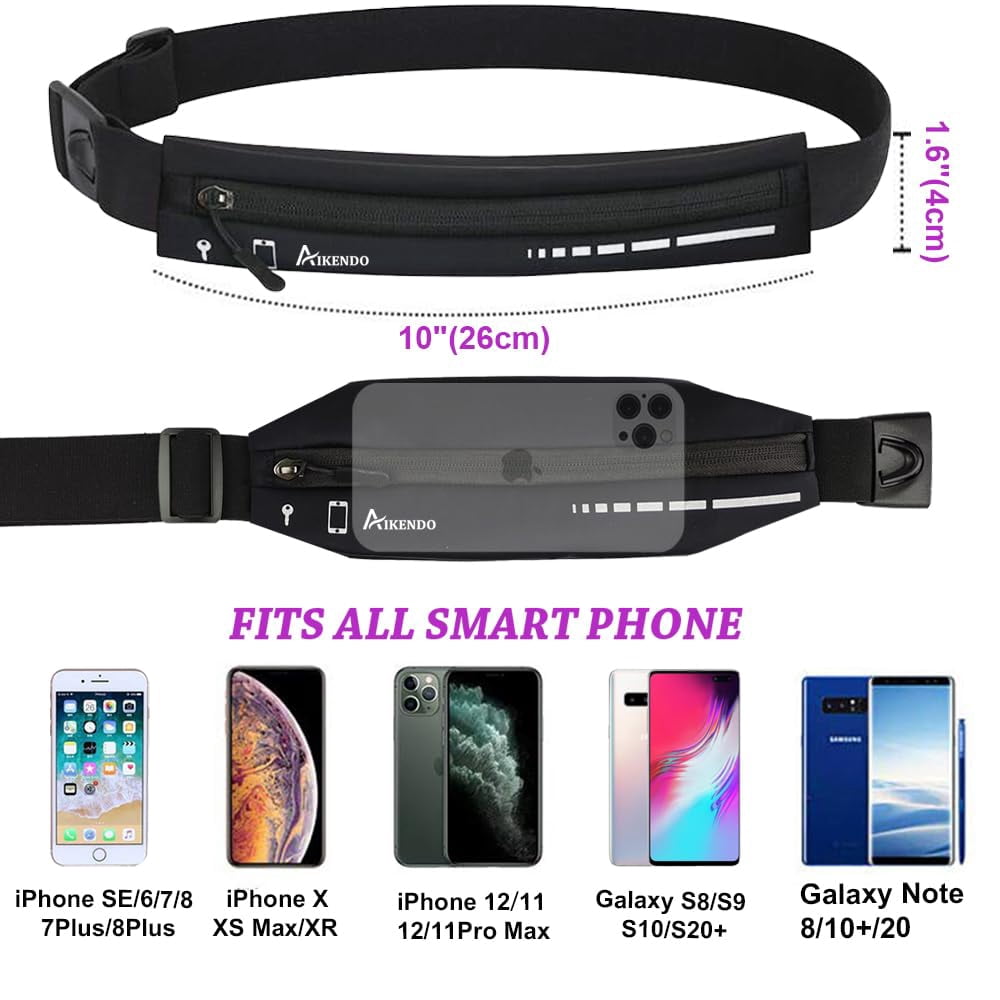 Slim Running Belt for Women Men,Runners Fanny Pack Phone Holder,Running Pouch Waist bag for Workout Jogging,Money Belt Running Gear Accessories