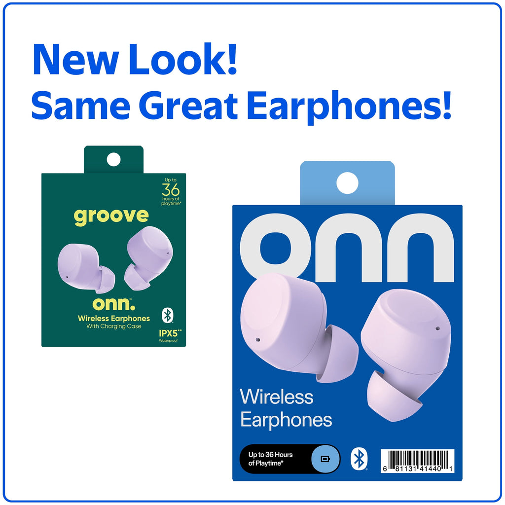Onn Bluetooth Earphones with Charging Case and Touch Control, Black