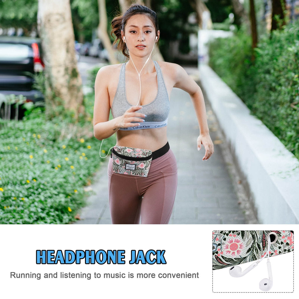 HAWEE Fanny Packs for Women - Slim Yet Spacious Waist Pack with Headphone Cord Access - Lightweight Fannie Hip Bag Great for Hiking, Walking, Biking, Running, Travel