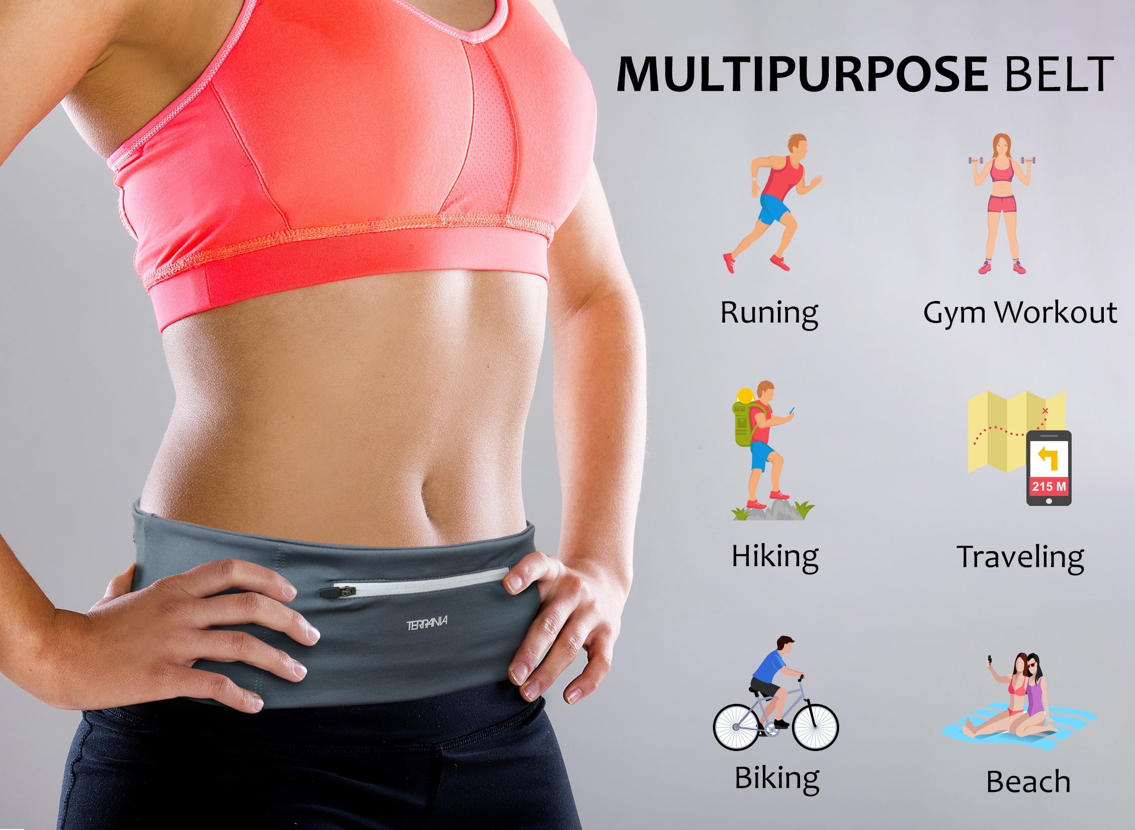 Sports Running Belt Waist Bum Bag Fitness Jogging Cycling Phone Pouch Fanny Pack