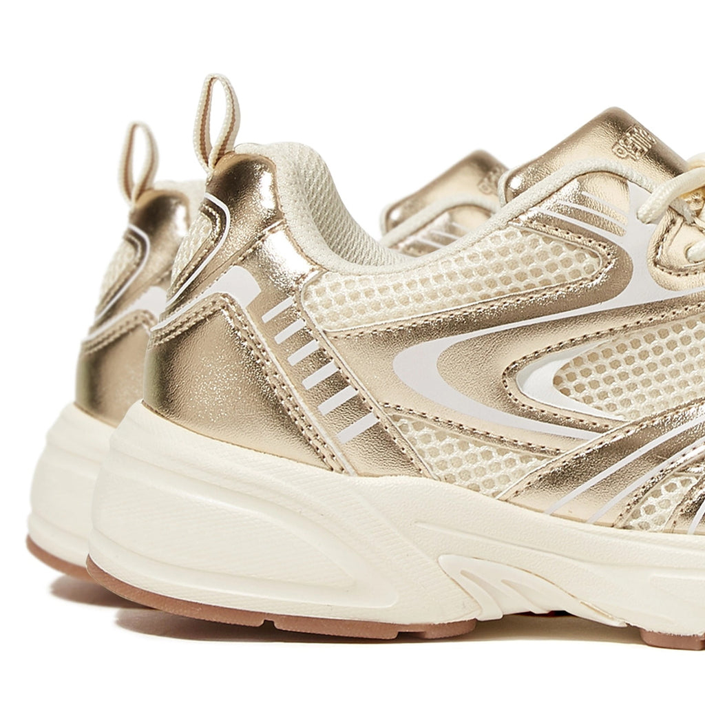 LUCKY STEP Lace Up Mesh Lightweight Fashion Sneakers Casual Running Shoes,Gold,Womens