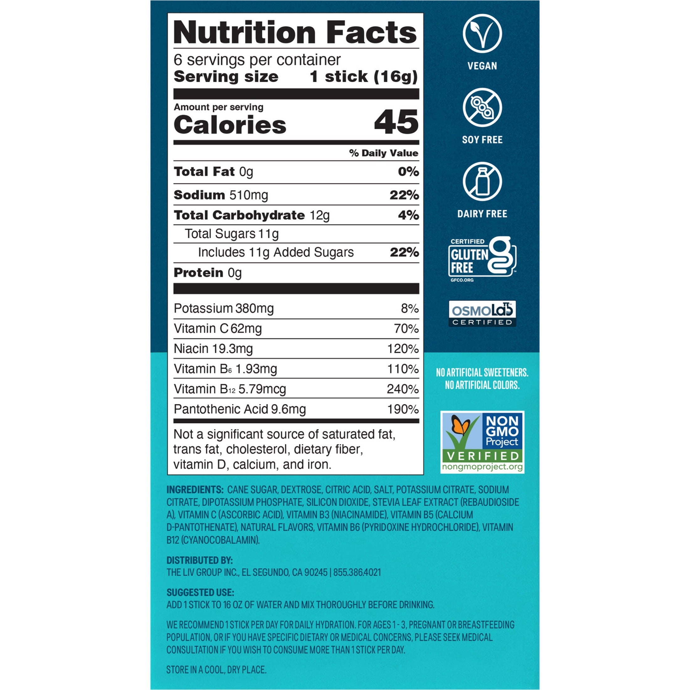 Liquid I.V.® Watermelon Hydration Multiplier® Powdered Electrolyte Drink Mix, 6 Count Packets