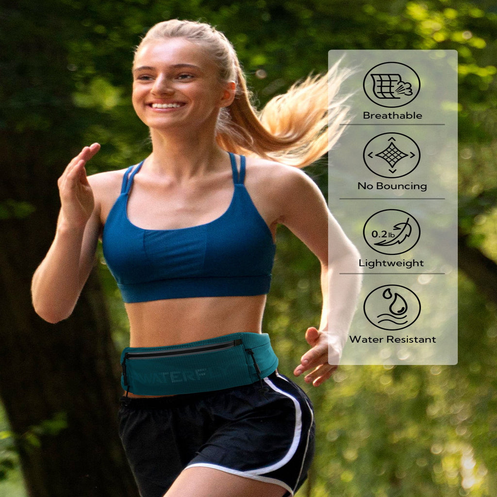 WATERFLY Unisex Adjustable Sports Jogging Fitness Nylon Running Waist Belt Band,Black