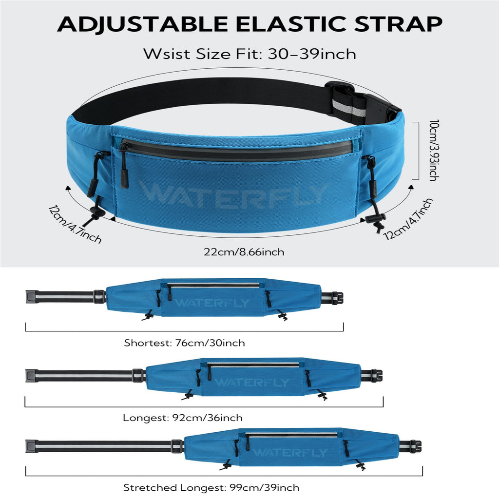 WATERFLY Unisex Adjustable Sports Jogging Fitness Nylon Running Waist Belt Band,Black