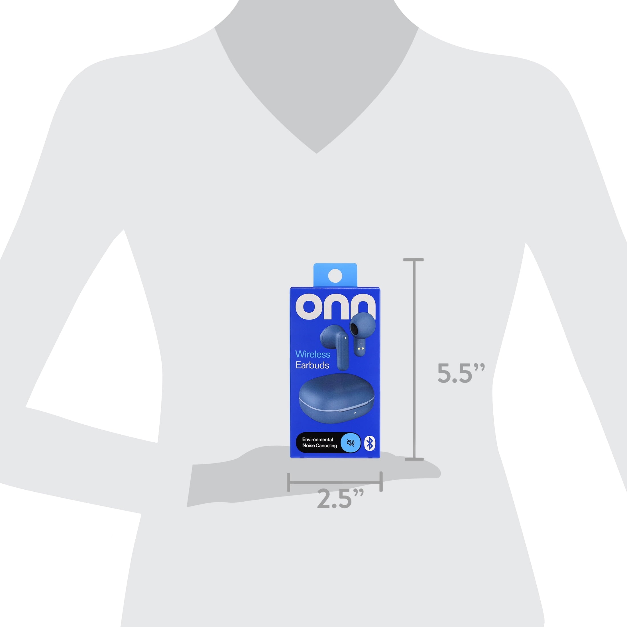 onn Mini Sticks Black Wireless Bluetooth Earbuds with Environmental Noise Canceling