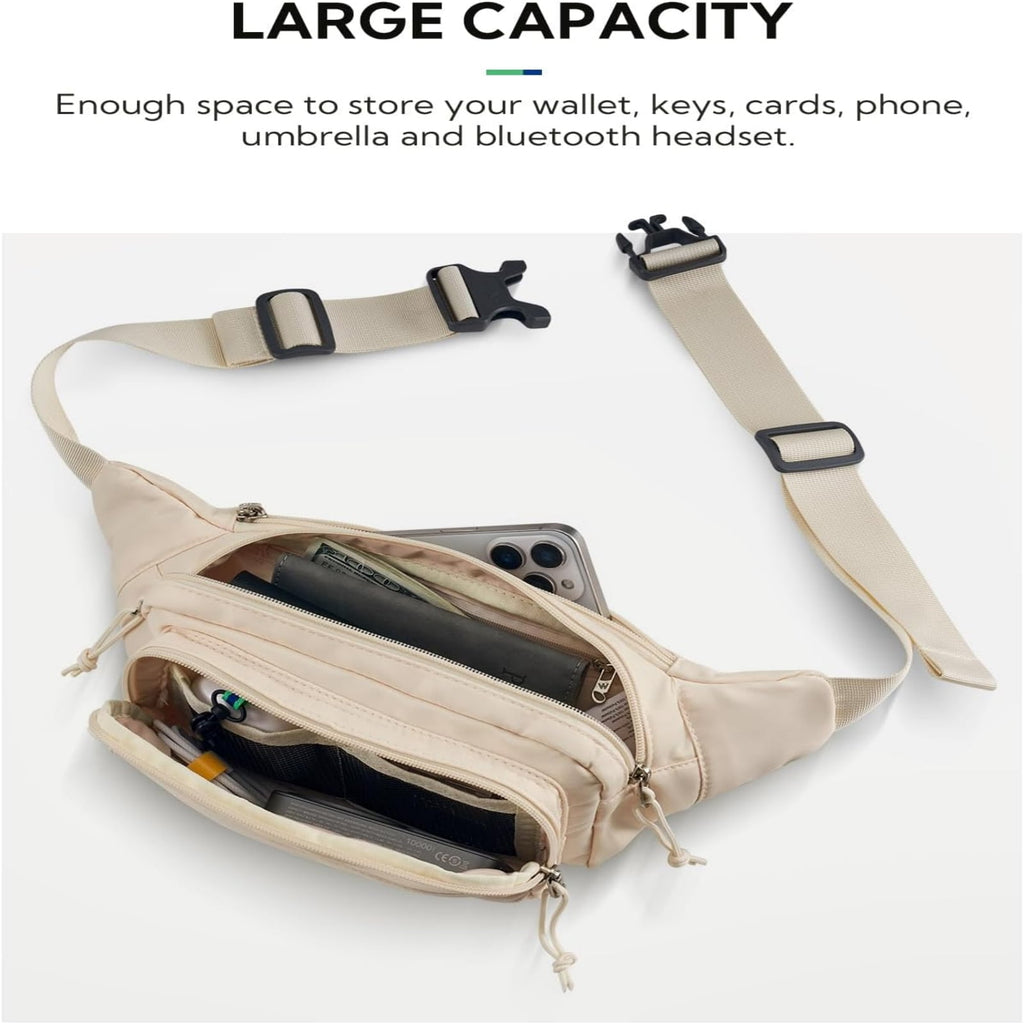 WATERFLY Unisex Large Capacity Walking Travel Nylon Fanny Pack Waist Bag,Yellow