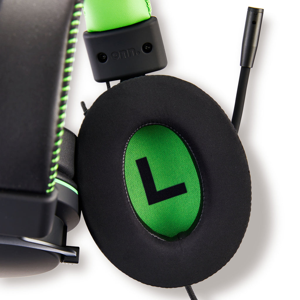 onn Wired Gaming Headset Compatible with Xbox, Black and Green