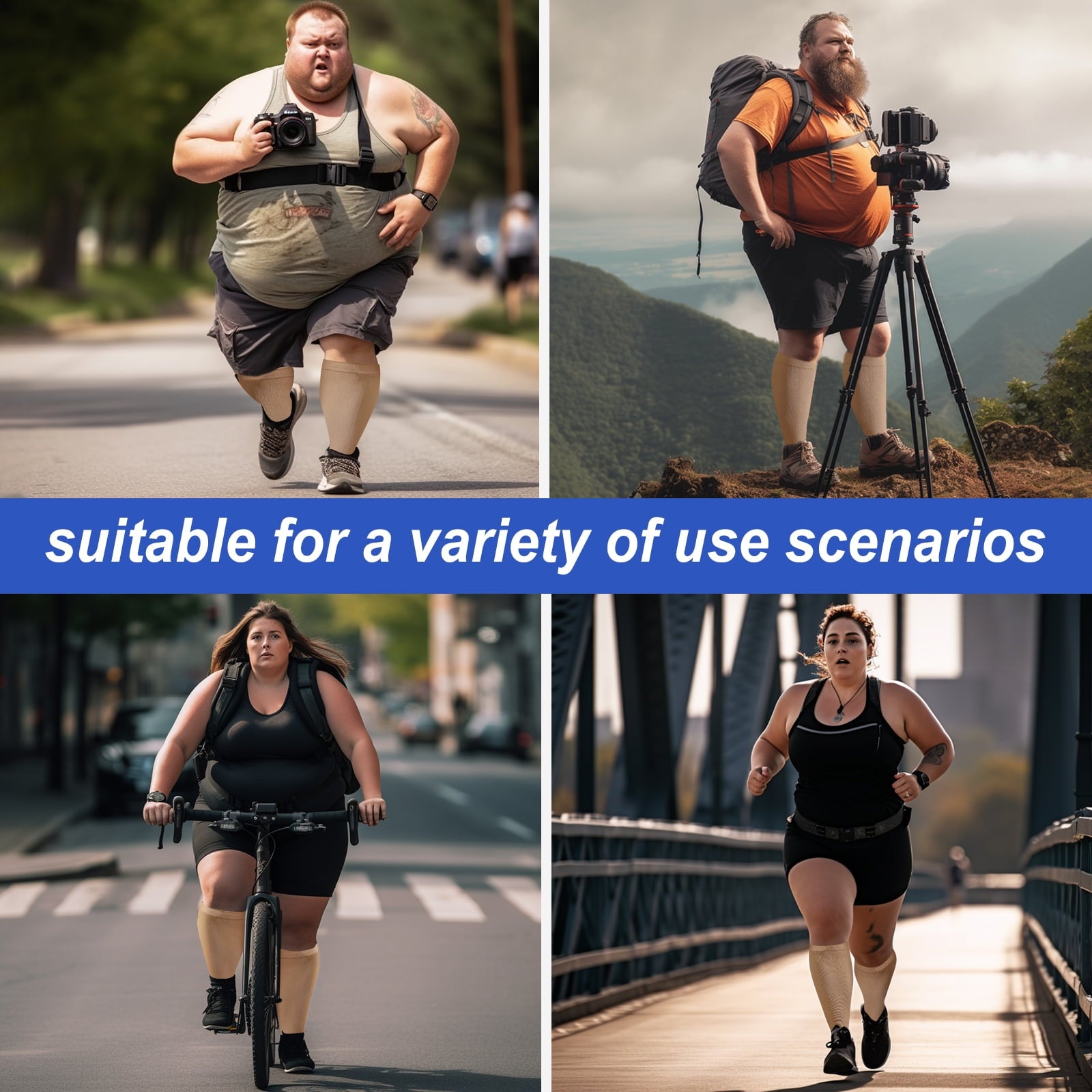 2 Pairs Wide Calf Compression Socks for Women Men AMITOFO Circulation 20-30mmHg Plus Size Knee High Support Stockings for Medical | Circulation | Nurses | Running | Travel, Black 4XL