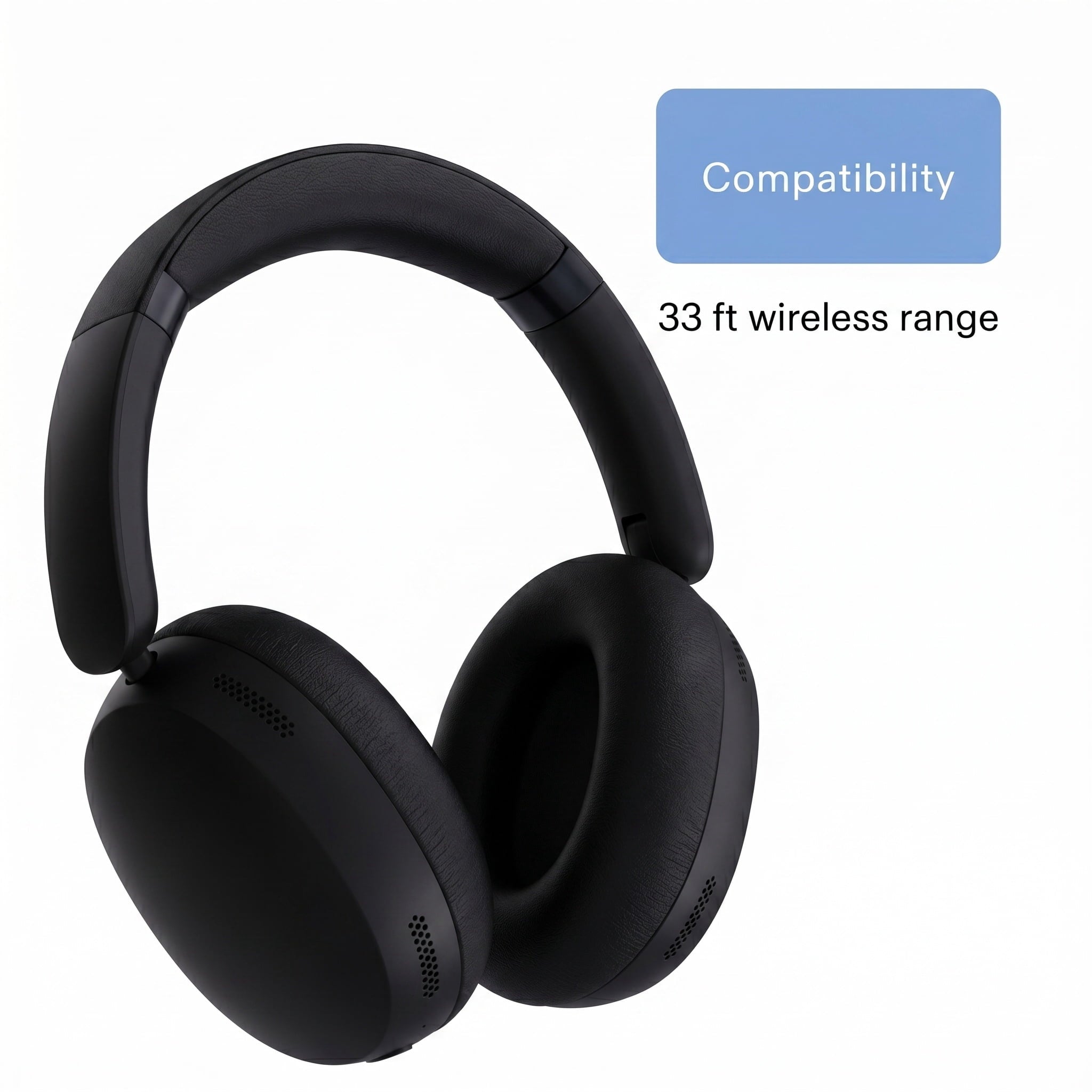 onn Hushbyte Wireless Over-Ear Headphones, Black