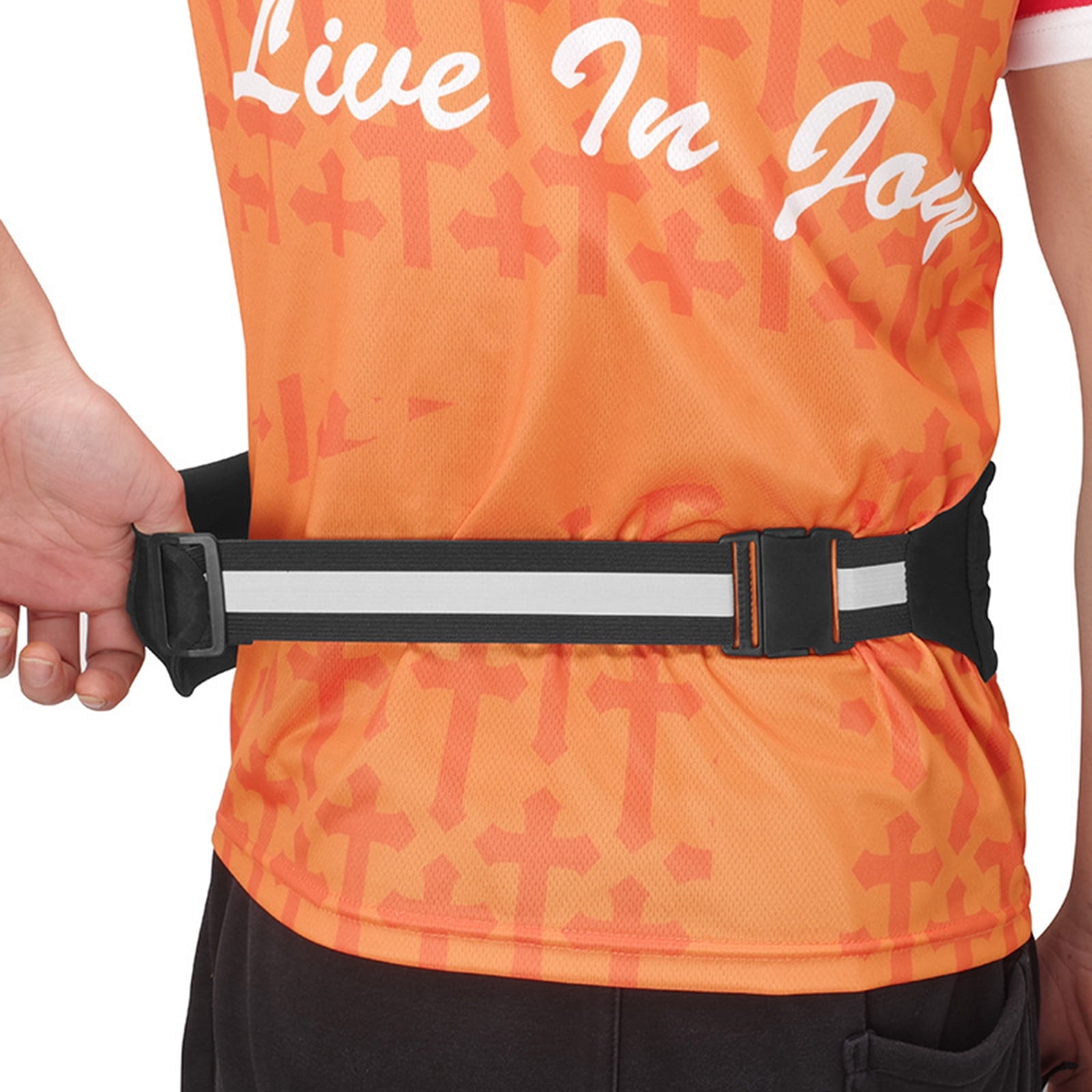 Reflective Running Belt Elastic Waist Pack Phone Holder Running Waist Bag With Headphone Hole for Walking Cycling Hiking
