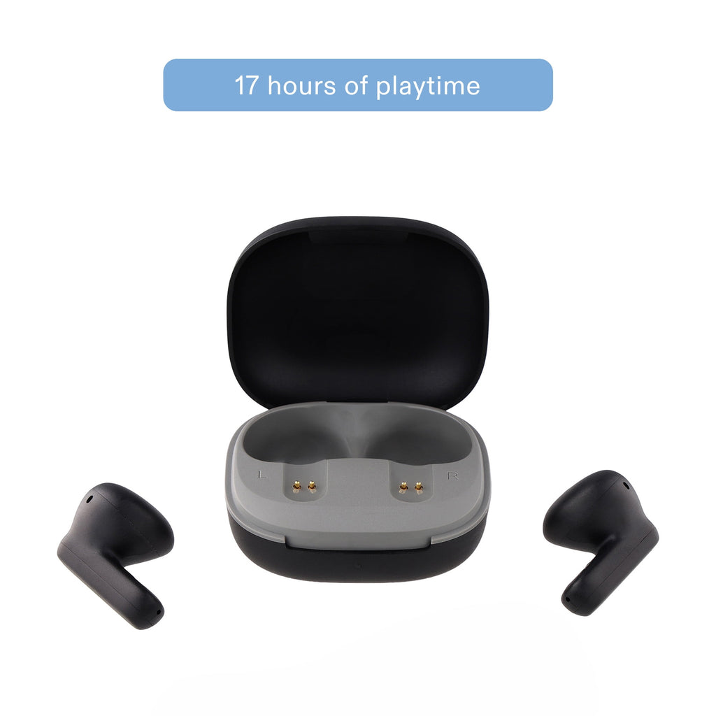 onn Mini Sticks Black Wireless Bluetooth Earbuds with Environmental Noise Canceling