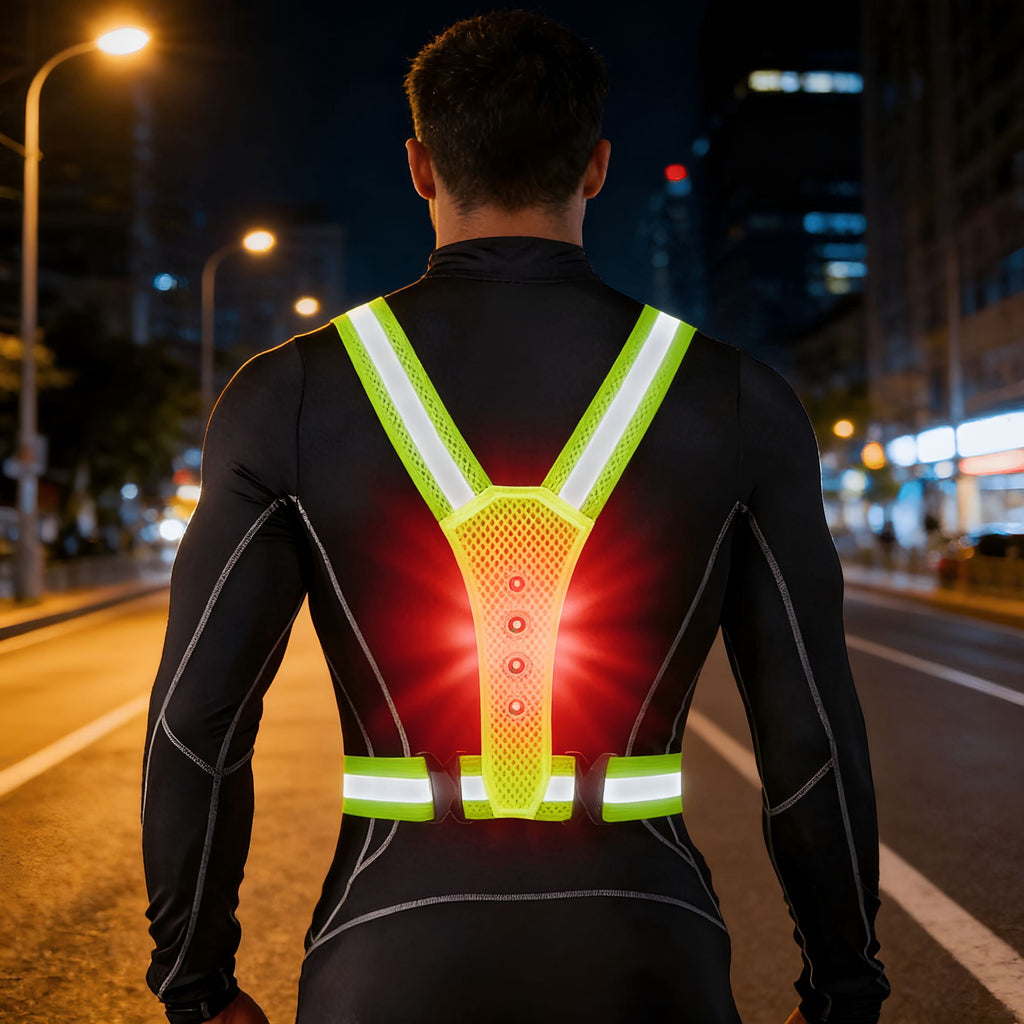 GJX 2026 New Led Reflective Running Vest,High Visibility Warning Lights for Runners,Adjustable Elastic Safety Gear Accessories for Men/Women Night Running,Walking,Cycling/Biking
