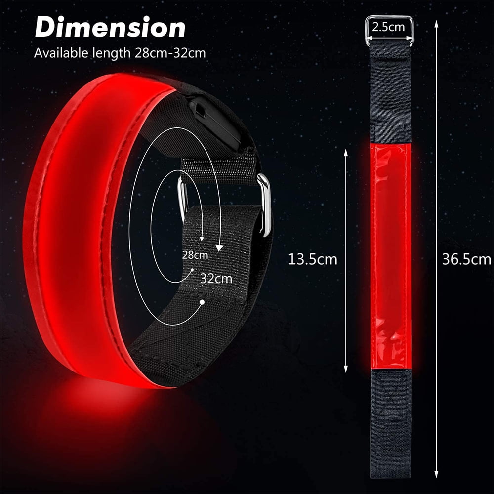Running Light for Runners (2 Pack) Rechargeable LED Armband Reflective Running Gear, LED Light Up Band for Joggers Bikers Walkers,Red