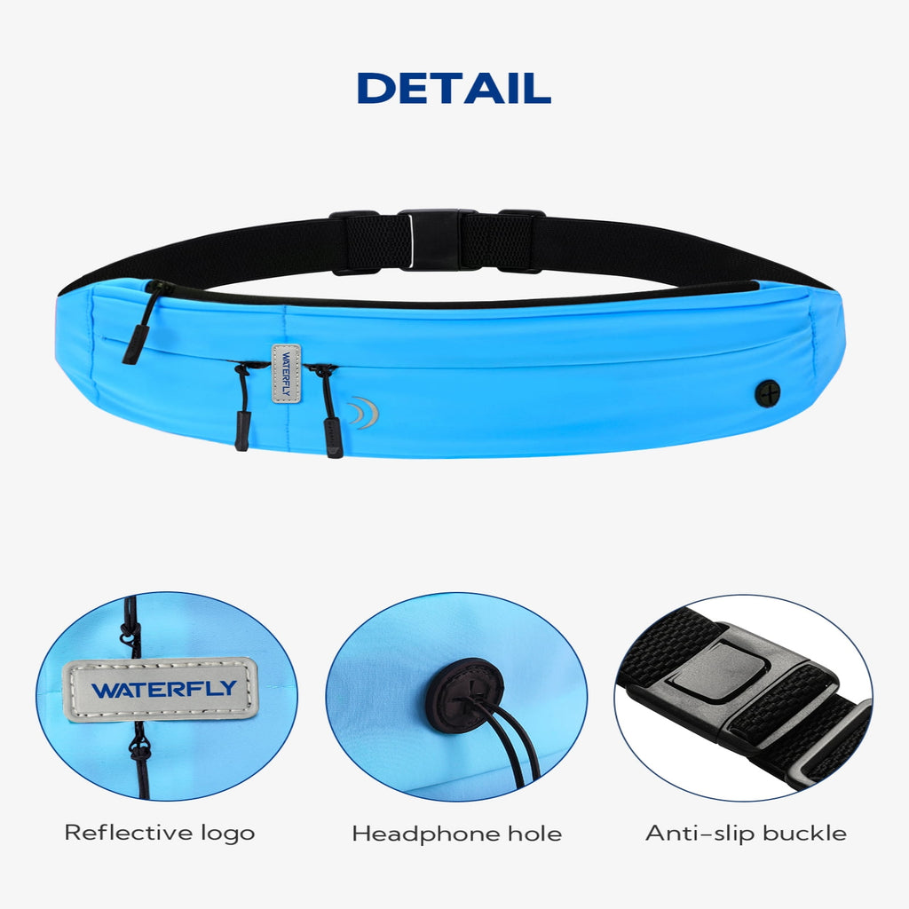 WATERFLY Unisex Adjustable Non-Slip Jogging Exercise Fitness Nylon Running Waist Belt,Black