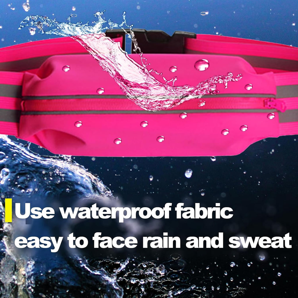 IULAVP Running Belt Running Phone Belt for Women and Men Phone Holder Runners Pouch Waist Reflective Runners Money Belts Exercise Waist Workout Jogging Running Gear Accessories (Pink）